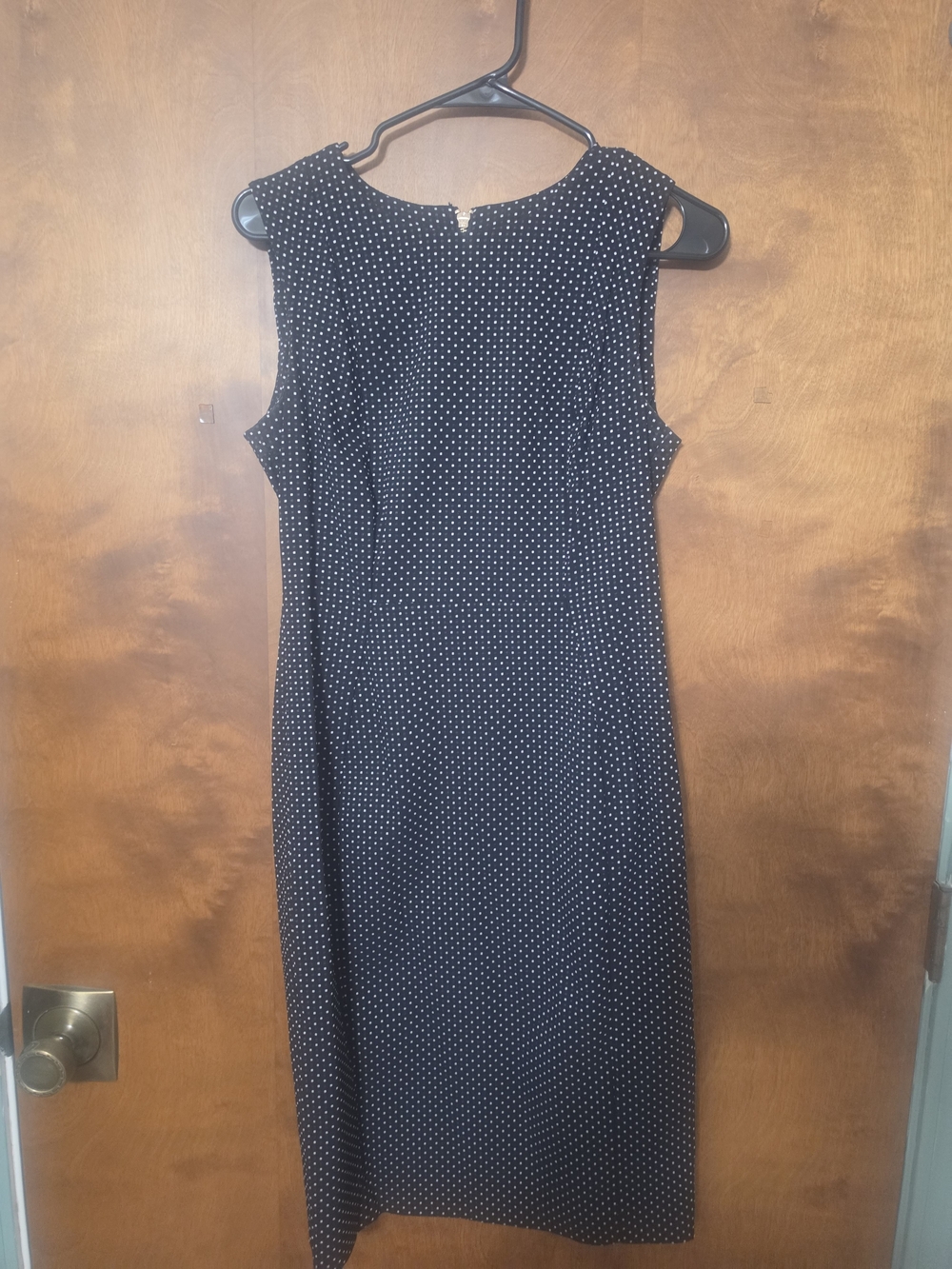 Calvin Klein Black Sleeveless Polka Dot Sheath Dress